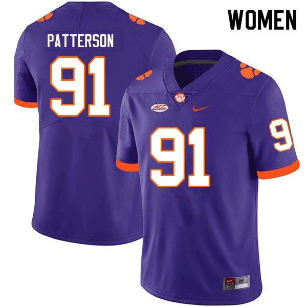 Women #91 Zaire Patterson Clemson Tigers College Football Jerseys Sale-Purple